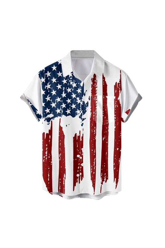 Short Sleeve Button Down Shirts For Man Patriotic Stars And Stripes Printed Shirt 250th Anniversary USA Festival Shirts Trendy Tops S