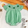 thumbnail image 1 of WERYOUNG St Patricks Day Baby Girl Outfit Smocked Romper Plaid Bodysuit Cute Toddler Summer Clothes, 18-24 Months, 1 of 3