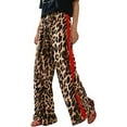thumbnail image 1 of WERYOUNG Stylish Women's Pants Summer Thin Casual Pants With Drawstring Leopard Print Side Stripes Straight Leg Wide Leg Loose Pants, 1 of 6