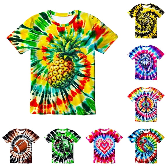WERYOUNG Summer Tie Dye T Shirt For Boys Tie Dye Short Sleeve Crewneck Tees For Boys Comfortable Top 2-3 Years
