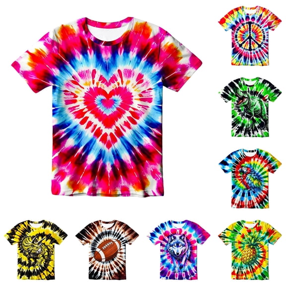 WERYOUNG Summer Tie Dye T Shirt For Boys Tie Dye Short Sleeve Crewneck Tees For Boys Versatile Top 2-3 Years