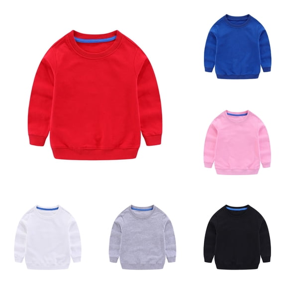 WERYOUNG Toddler Baby Boys Girls T Shirts Long Sleeve Round Neck Solid Color Tees Kids Fall Winter Versatile Tops 4-6 Years
