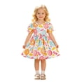 thumbnail image 1 of WERYOUNG Toddler Girls Dresses Short Sleeve Crewneck Cartoon Prints Holiday Dress Dance Party Dresses Trendy Sundress 9-12 Months, 1 of 6