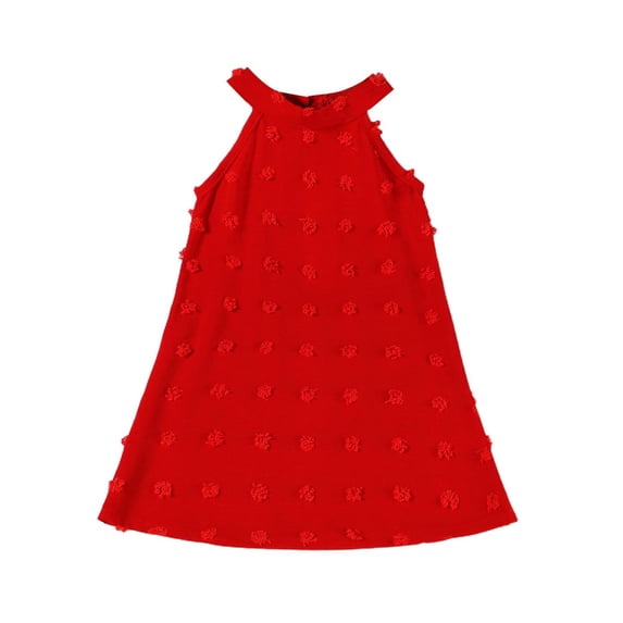 WERYOUNG Toddler Girls Dresses Sleeveless Crewneck Solid Color Floral Dress Dance Party Dresses Trendy 9-12 Months