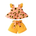 thumbnail image 1 of WERYOUNG Toddler Girls Fly Sleeve Sunflower Prints T-Shirt Tops Vest Shorts Outfits, Red, 3-6 Months, 1 of 8