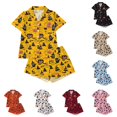 thumbnail image 1 of WERYOUNG Toddler Girls Halloween Pajamas Short Sleeve Notched Collar Button Front Tops Shorts 2 Piece Sleepwear Set Cute Cartoon Allover Print Kids Nightwear Stylish Homewear 7-8 Years, 1 of 9