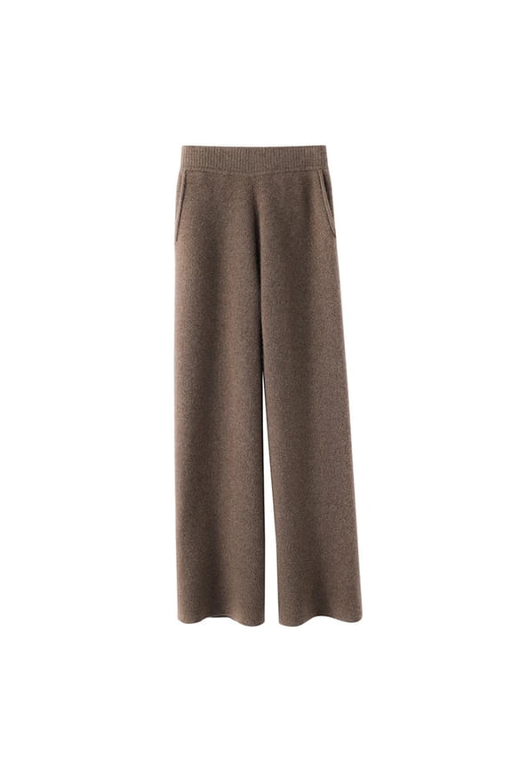 Trendy Womens Trousers Women's Wool Knit Pants Womens Comfort Pants Soft Warm Pants Elastic High Waist Straight Leg Trousers