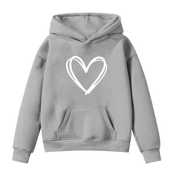 WERYOUNG Valentines Hoodie For Boys Girls Long Sleeve Hooded Sweatshirt Kids Heart Printed Graphic Hoodies Casual Pullover Fashion Hoody Tops 3-4 Years