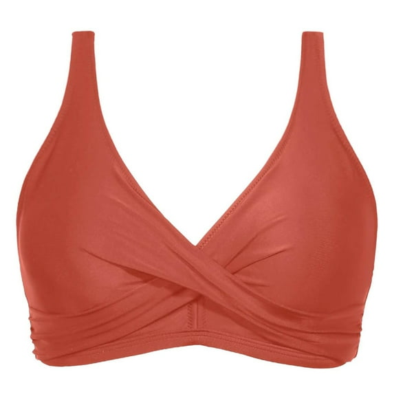 WERYOUNG Women Back Stainless Steel Hooks Swimwear Tops Underwire Full Coverage Bikini Tops Push Up Swim Crop Tops Tie Back Bathing Suit Tops Summer Brazilian Vacation Beachwear Relaxed Fit Red XXL