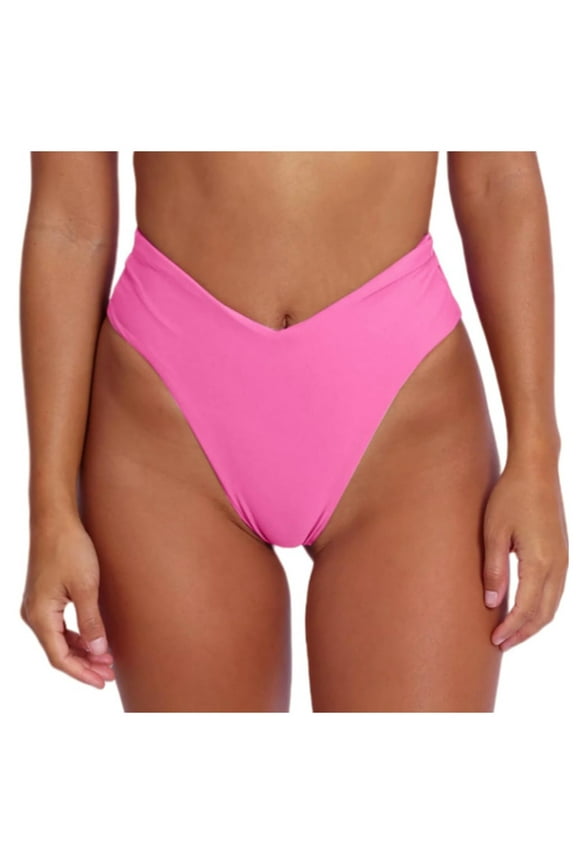 Women Bikini Bottom Sexy V Cut High Cut Swimsuit High Waisted Bathing Suit Bottoms Summer Tropical Brazilian Vacation Swimwear Beachwear Soft Pink M