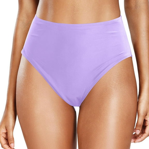 WERYOUNG Women Casual High Waisted Solid Color Split Plus Size Swim Trunks Summer Tropical Brazilian Vacation Swimwear Beachwear Cozy M