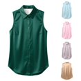 thumbnail image 1 of WERYOUNG Women's Blouses Sleeveless Summer Button Down Collared Shirts For Business Casual Wear Lightweight Breathable Blouse Comfortable Tops L, 1 of 5