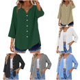 thumbnail image 1 of WERYOUNG Women's Blouses Solid Color Button Down 3/4 Sleeve Open Front Cardigan Blouse Summer Lightweight Casual Longline Shirts For Everyday Wear Soft Top S, 1 of 9