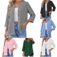 thumbnail image 1 of WERYOUNG Women's Blouses Solid Color Button Down 3/4 Sleeve Open Front Cardigan Blouse Summer Lightweight Casual Longline Shirts For Everyday Wear Stylish Top XL, 1 of 9