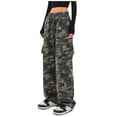 thumbnail image 1 of WERYOUNG Women's Casual Pants High Waist Camouflage Print Loose Fit Wide Leg Cargo Trousers With Pocket Home Lounging Comfortable Stylish Slacks, 1 of 3