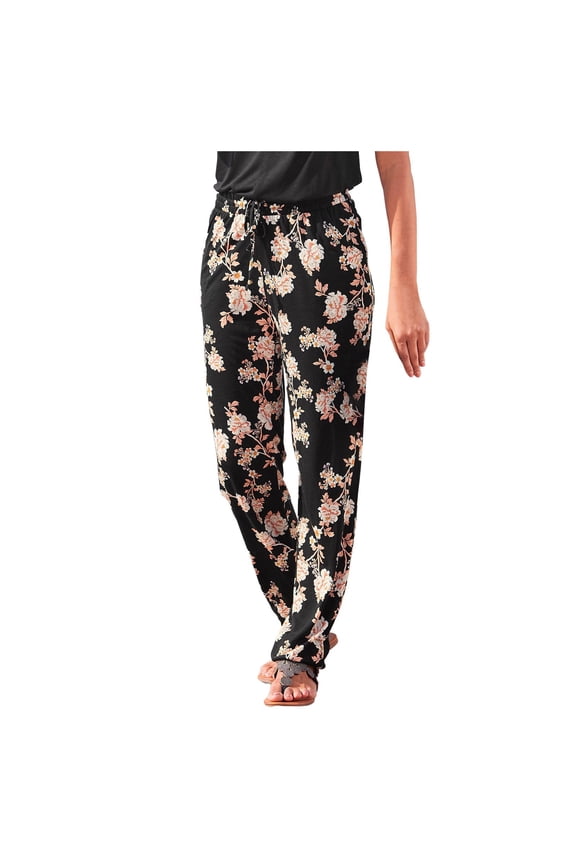 Women's Casual Pants High Waist Floral Print Everyday Wear Elegant Boho Beach Trousers With Pockets Holiday Vacation Soft Breathable Slacks