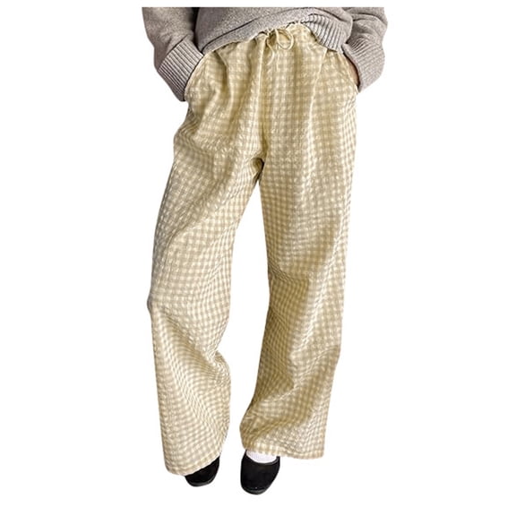 WERYOUNG Women's Joggers Sweatpants Casual Plaid Print Elastic Waist Drawstring Pants Loose Fit Comfy Trousers Home Pants Slacks