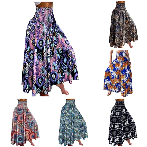 WERYOUNG Women's Pants Elegant Floral Print High Waist Wide Leg Pants Casual Loose Fit Trousers Palazzo Pants For Women Comfortable Bottoms S