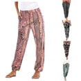 thumbnail image 1 of WERYOUNG Women's Pants High Waist Floral Print Trousers Straight Leg Long Pants Boho Beach Pockets Pants Soft Bottom XXL, 1 of 8