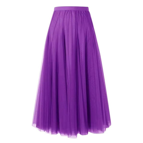 WERYOUNG Women's Skirts Carnival Solid Color High Waist Fashion Mesh A Line Big Swing Skirt Holiday Vacation Stylish Soft Skirt