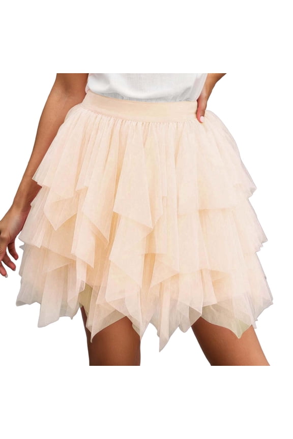 Women's Skirts Carnival Solid Color High Waisted Layered Mesh Skirt Outdoor Activities Soft Breathable Skirts