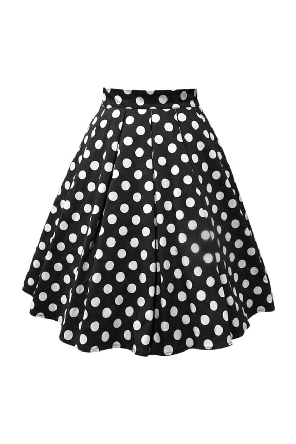 Women's Skirts High Waist Polka Dot A Line Pleated Midi Skirt Outdoor Activities Soft Breathable Skirt