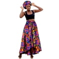 thumbnail image 1 of WERYOUNG Women's Skirts Retro Printed High Waist Casual Dancewear Maxi Skirt With Head Wrap Scarf Evening Party Flowy Versatile Skirt, 1 of 3