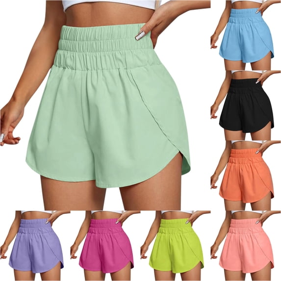 WERYOUNG Women's Sports Shorts Running Quick Drying Workout Shorts Elastic Waist Athletic Yoga Shorts Soft Bottom L