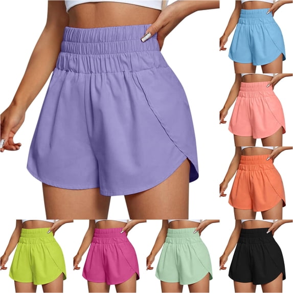 WERYOUNG Women's Sports Shorts Running Quick Drying Workout Shorts Elastic Waist Athletic Yoga Shorts Trendy Bottom S