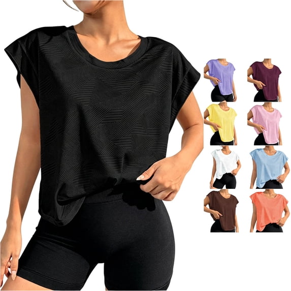 WERYOUNG Women's T Shirts Breathable Mesh Yoga Tee Open Back Loose Fit Gym T-Shirt For Everyday Wear Stylish Tops L