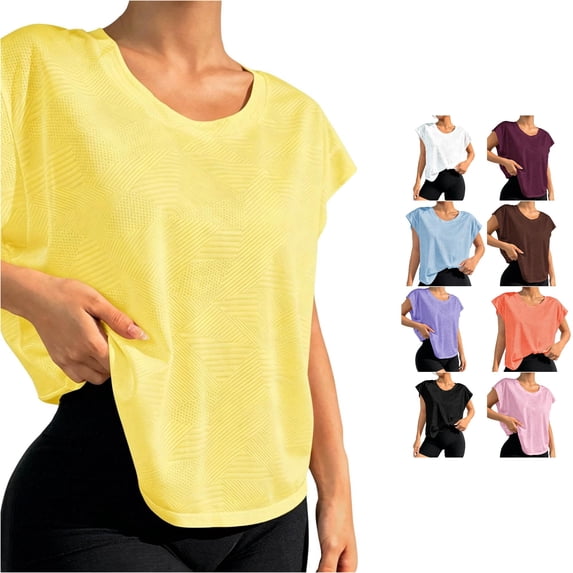 WERYOUNG Women's T Shirts Breathable Mesh Yoga Tee Open Back Loose Fit Gym T-Shirt For Everyday Wear Versatile Top M