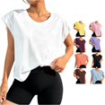thumbnail image 1 of WERYOUNG Women's T Shirts Breathable Mesh Yoga Tee Open Back Loose Fit Gym T-Shirt For Everyday Wear Versatile Tops L, 1 of 5