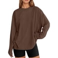 thumbnail image 1 of WERYOUNG Women's T-Shirts Classic Long Sleeve Crewneck Oversized T Shirt Leisure Wear Comfort Fit Tee Shirt Outdoor Activities Comfortable Stylish Top, 1 of 6