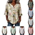 thumbnail image 1 of WERYOUNG Women's T Shirts Half Sleeve V Neck Floral Print T-Shirts Summer Fashionable Tees For Everyday Casual Wear Soft Tops L, 1 of 4