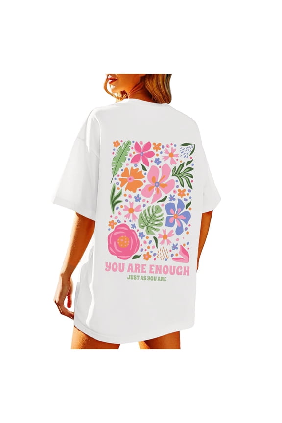 Women's T-Shirts Summer Beach Oversized Graphic Tees Round Neck Short Sleeve Baggy T Shirts Holiday Celebration Soft Comfortable Tops