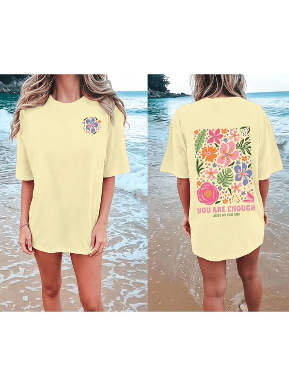 Women's T-Shirts Summer Beach Oversized Graphic Tees Round Neck Short Sleeve Baggy T Shirts Holiday Party Stylish Comfortable Top