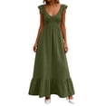 thumbnail image 1 of WERYOUNG Womens Casual Summer Dresses With Flutter Sleeves High Waist Flowy Dress Comfortable Loose Fit Long Dress Holiday Party Stylish Sundress, 1 of 5