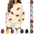thumbnail image 1 of WERYOUNG Womens Game Day Sweatshirt Long Sleeve Crew Neck Football Graphic Pullover Fall Winter Daily Wear Relaxed Fit Sweatshirt For Women,Size L, 1 of 5