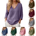 thumbnail image 1 of WERYOUNG Womens T Shirts Summer Casual Loose Fit Linen Long Sleeve Knit Tee Lightweight T-Shirts For Everyday Wear Versatile Top L, 1 of 6