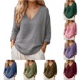 thumbnail image 1 of WERYOUNG Womens T Shirts Summer Casual Loose Fit Linen Long Sleeve Knit Tee Lightweight T-Shirts For Everyday Wear Versatile Tops M, 1 of 4