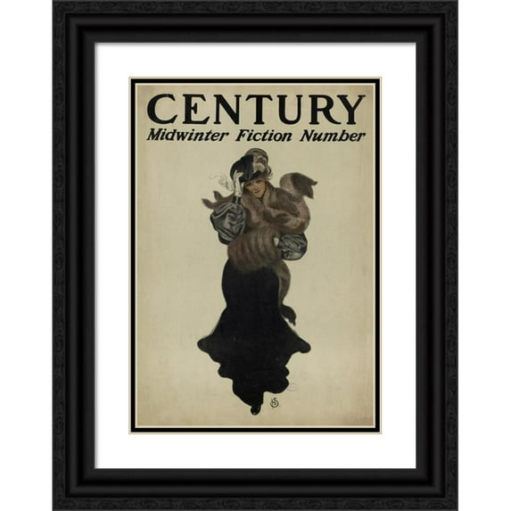 WES 18x24 Black Ornate Framed Double Matted Museum Art Print Titled: Century Midwinter Fiction Number (ca. 1890-1920)