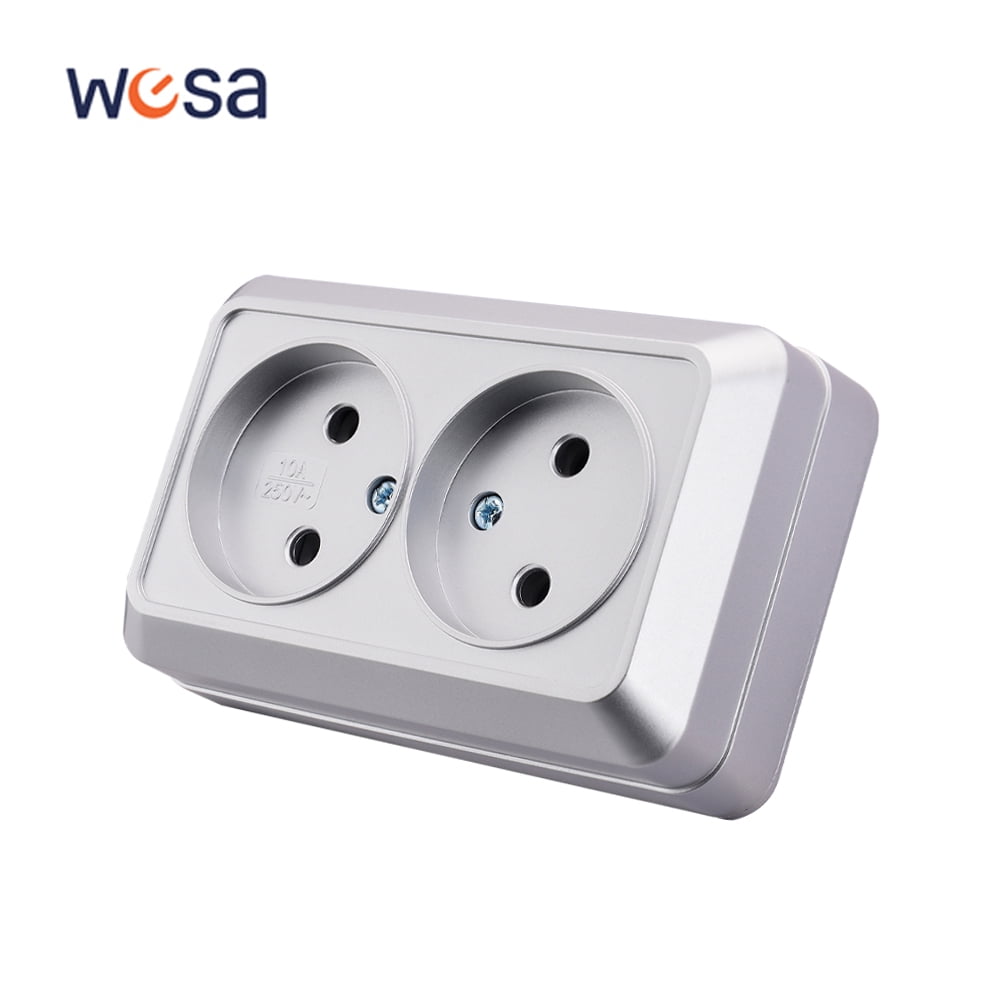 WESA Silvery Outdoor Wall Switch with Light Button Surface Mounted ...