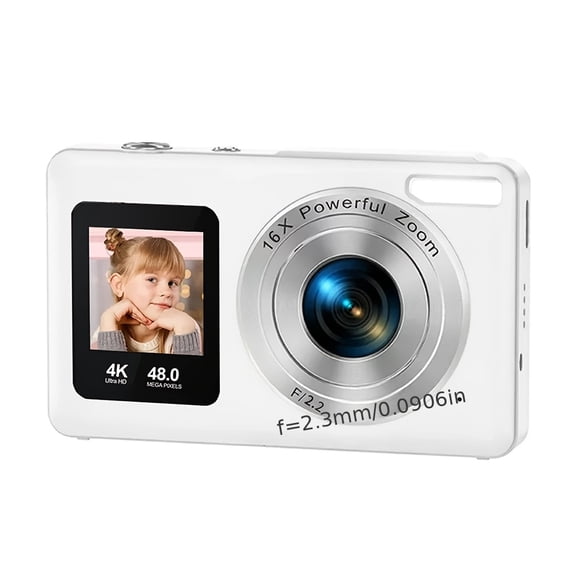 WESECUU 4K Dual-Screen Vlogging Camera - 18X Zoom, Anti-Shake, 64GB Card, 2 Batteries, Portable Point-and-Shoot