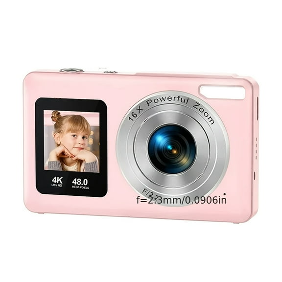 WESECUU 4K Dual-Screen Vlogging Camera - 18X Zoom, Anti-Shake, 64GB Card, 2 Batteries, Portable Point-and-Shoot