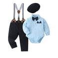 thumbnail image 1 of WESIDOM Baby Boy Clothes Formal Infant Tuxedo Outfits 0-24M Cotton Fabric Suspender Pants Hat 4pcs, 1 of 6