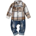 thumbnail image 1 of WESIDOM Baby Boy Clothes Long Sleeve Plaid Printing Hoodie T-Shirt Jeans Denim Pants Outfit Set 2pcs, 1 of 12