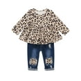 thumbnail image 1 of WESIDOM Baby Girls Toddler Infant Clothes Outfits Cute Leopard Print Ruffle Top Jeans Pant Set 2pcs, 1 of 8