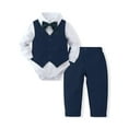 thumbnail image 1 of WESIDOM Infant Boy Toddler Newborn Clothes Outfit Dress Shirt Vest Bowtie Pants Formal 4pcs 0-24M, 1 of 7