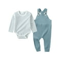 thumbnail image 1 of WESIDOM Newborn Baby Boy Clothes Bodysuit Outfits Long Sleeve Romper Suspender Trousers 0-24M 2Pcs, 1 of 9
