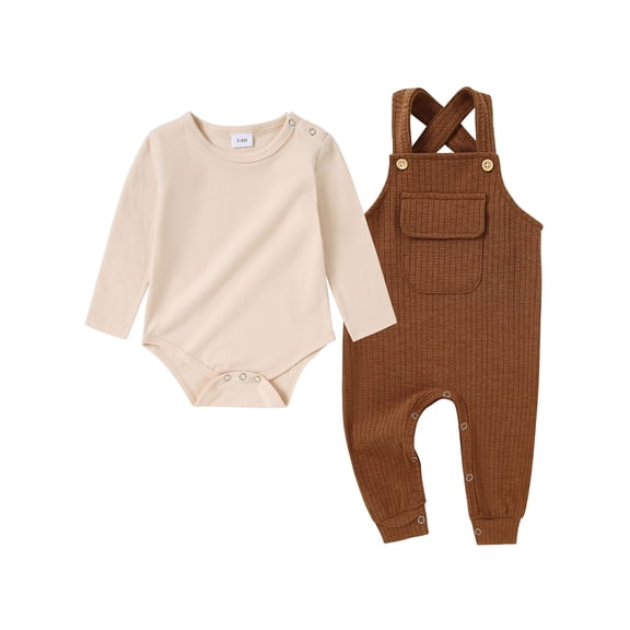 WESIDOM Newborn Baby Boy Clothes Infant Romper Fall Winter Outfits Bodysuit Top Overalls 0-18M 2Pcs